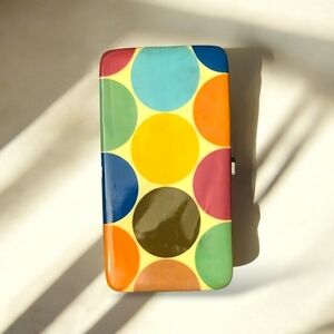 Retro Mod Polka Dot Hard Case Wallet / Mini Clutch – Braciano